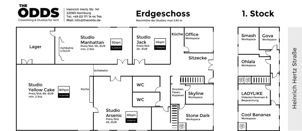 GRundriss von the odds - büros und Mietstudioflächen in Hamburg Mundsburg/barmbek